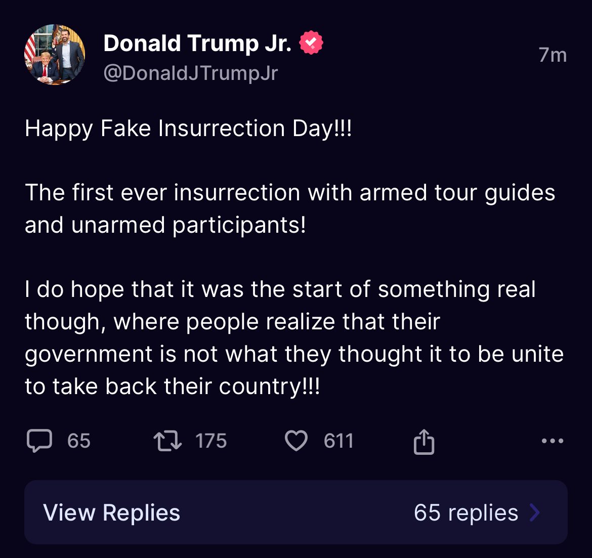 Fake Insurrection Day (Donald Trump Jr. auf Truth)